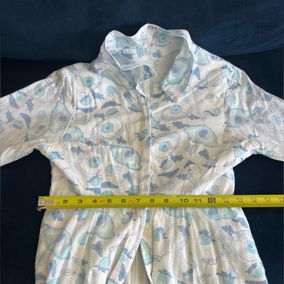 Julia Amory Floral Blue and White Maxi Shirt Dress Size S/ XS - Picture 6 of 9
